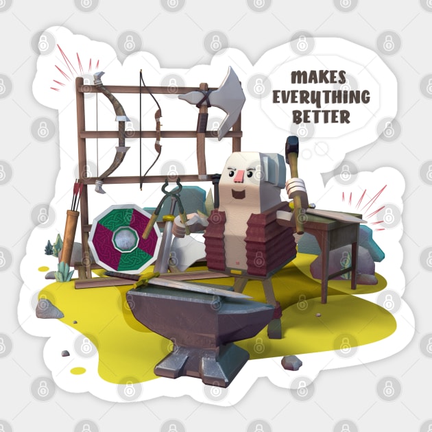 Makes everything better, Blacksmith Old Man Grandfather, Peter Sticker by Nakano_boy